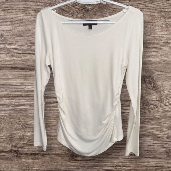 Banana Republic Factory Long sleeve ecru ruched top- size medium- VGUC - Picture 1 of 4